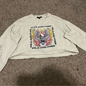 Wild and Free Cropped Graphic Long Sleeve Shirt